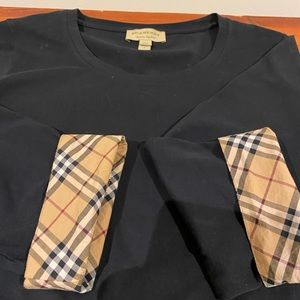 Burberry Brit 3/4 sleeve jersey knit, nova check flip cuff size small